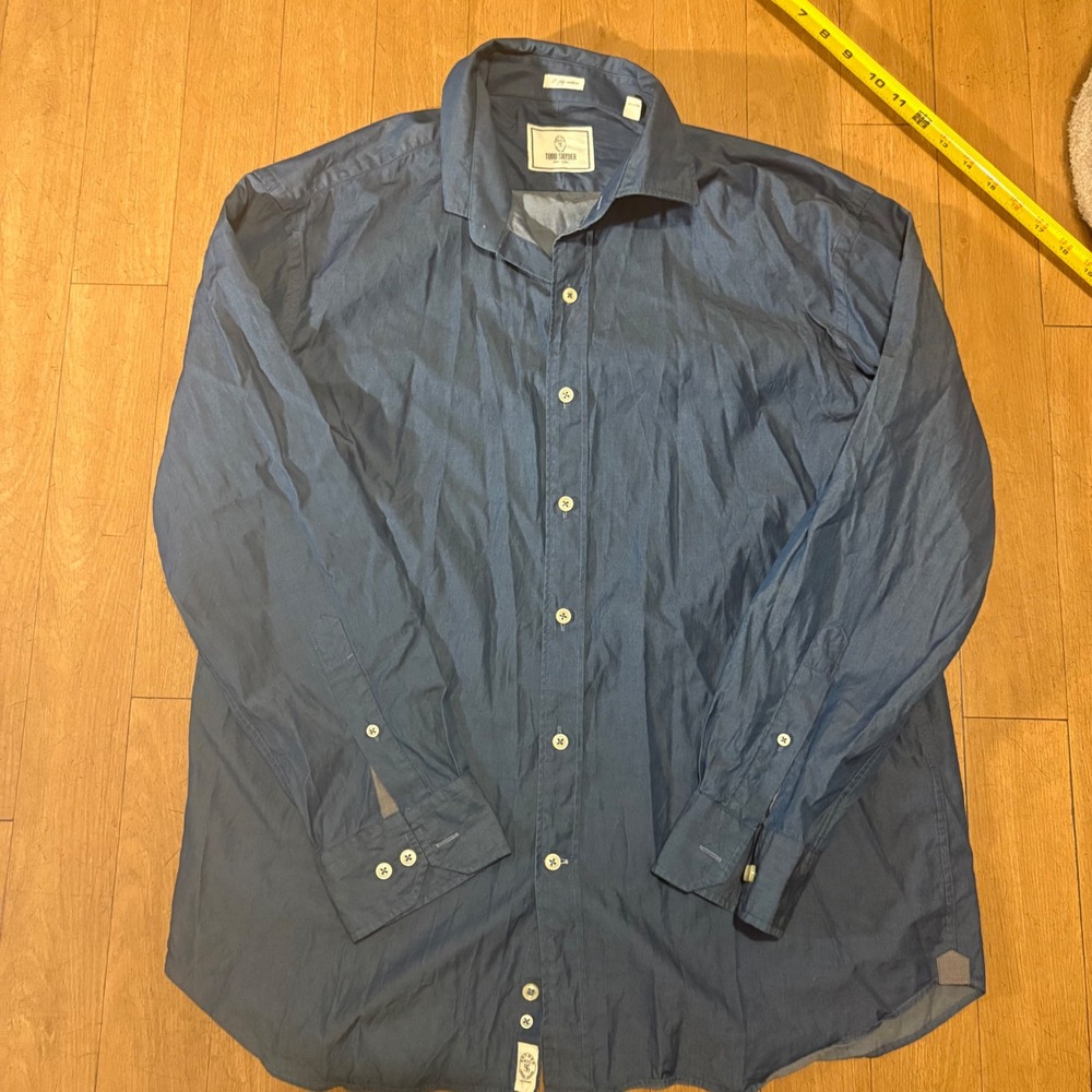 Todd Snyder Blue 2-Ply Cotton Button Down Shirt 16.5 32/33 Mens Long Sleeve